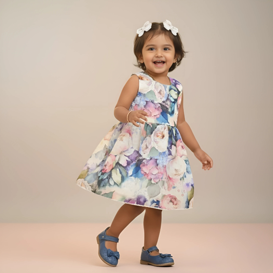 Elegant Floral Sleeveless Frock