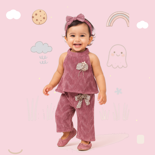 Elegant Purple Sleeveless Top & Pants Set – Shimmer Party Style